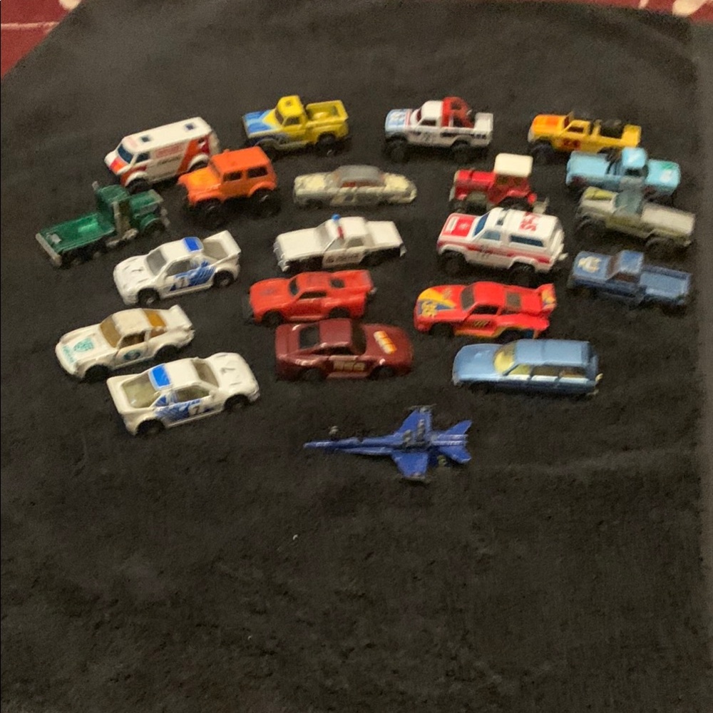 Red and Blue Toy Cars and Vehicles Set Matchbox and others